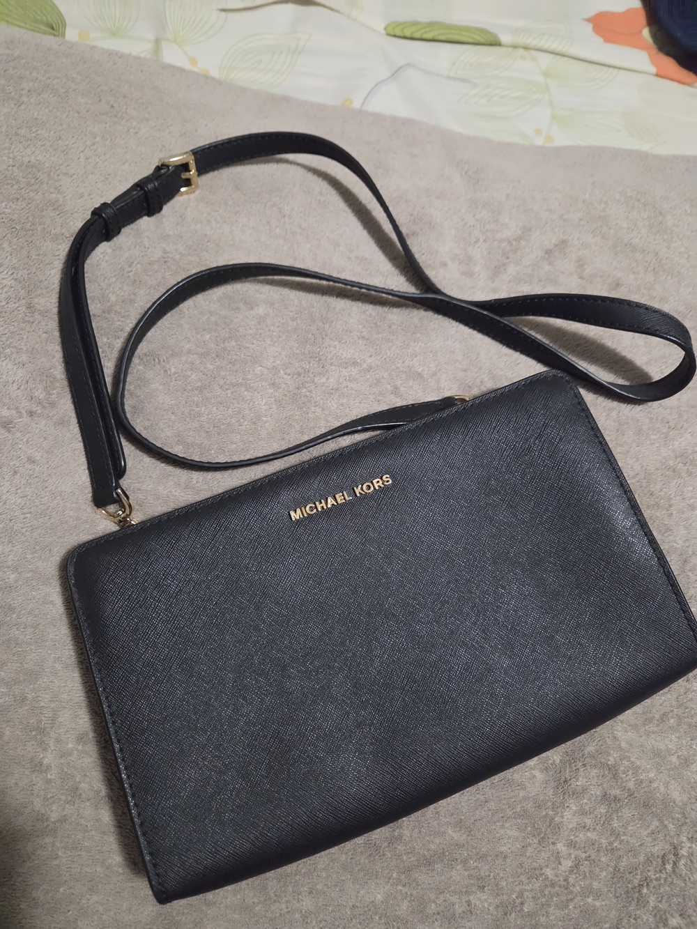 Michael Kors Black Crossbody with Gold Hardware